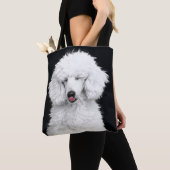 Dwaas Witte Poodle Tote Bag (Dichtbij)
