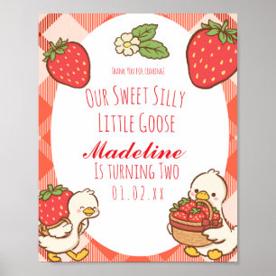 Dwaas Zoete Gans Aardbeien Verjaardag Poster
