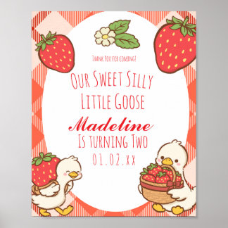 Dwaas Zoete Gans Aardbeien Verjaardag Poster