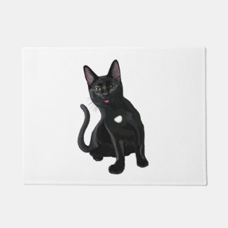 Dwaas Zwart Kat Blep Klassiek T-shirt Deurmat