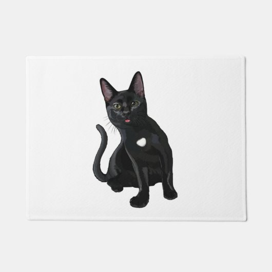 Dwaas Zwart Kat Blep Klassiek T-shirt Deurmat (Voorkant)