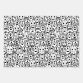 Dwaas Zwart Witte Monsters Inpakpapier Vel (Voorkant)