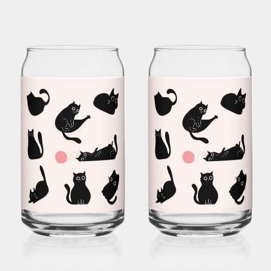 Dwaas Zwarte Katten Blikvorm Glas (Voorkant)