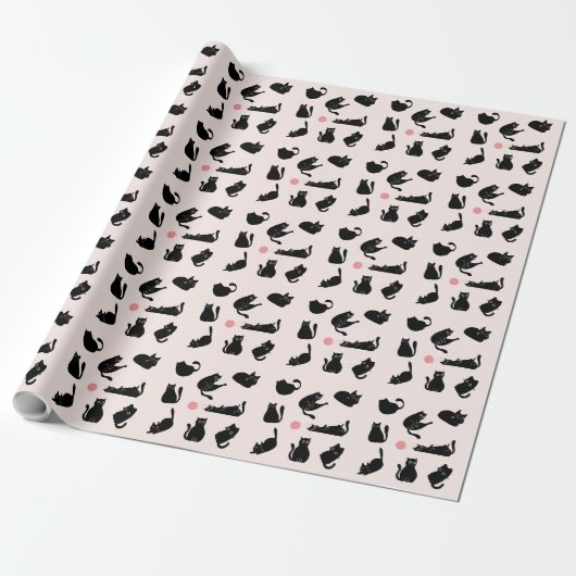 Dwaas Zwarte Katten Cadeaupapier (Uitgerold)