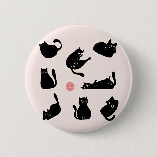Dwaas Zwarte Katten Ronde Button 5,7 Cm (Voorkant)