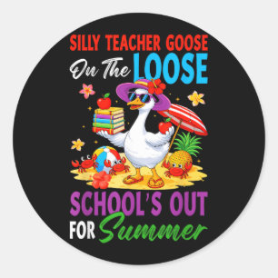 Dwaase leraar gans op de losse laatste dag van ronde sticker