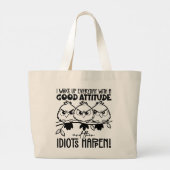 Dwaasheden Gebeuren Funny Bird Quote Cadeaus Grote Tote Bag (Achterkant)