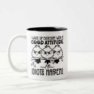 Dwaasheden Gebeuren Funny Bird Quote Cadeaus Tweekleurige Koffiemok