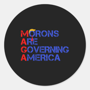 Dwaasheid regeert Amerika Grappig Trump 2024 1 Ronde Sticker