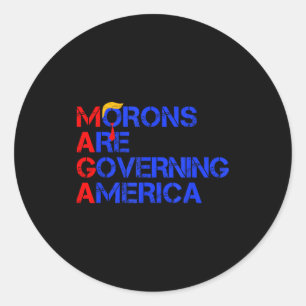 Dwaasheid regeert Amerika Grappig Trump 2024 _2 Ronde Sticker