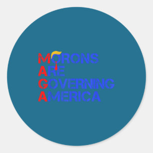 Dwaasheid regeert Amerika Grappig Trump 2024 Ronde Sticker