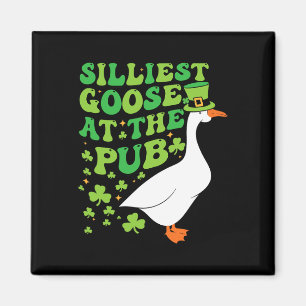 Dwaaste Gans Bij De Pub Grappige Shamrock St. Patr Magneet