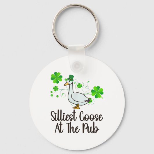 Dwaaste Gans Bij Het Café St. Patrick's Dag Grappi Sleutelhanger (Voorkant)