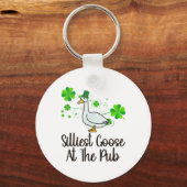 Dwaaste Gans Bij Het Café St. Patrick's Dag Grappi Sleutelhanger (Voorkant)
