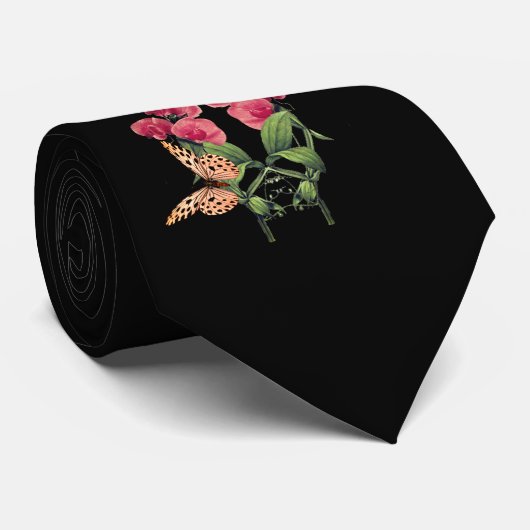 Dwangbloemen en botervliegen zwart stropdas (Opgerold)