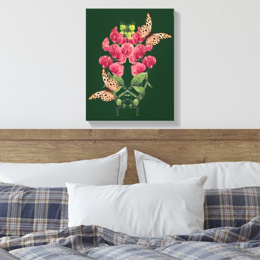 Dwangbloemen en vlinderbloemigen canvas afdruk (Insitu (Slaapkamer))