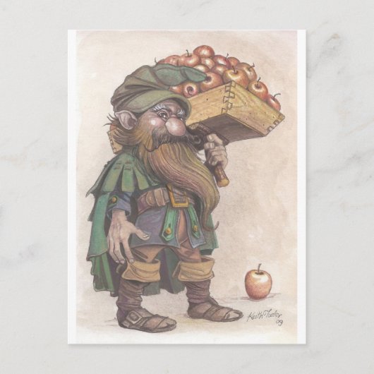 Dwarf carrying apples briefkaart (Voorkant)