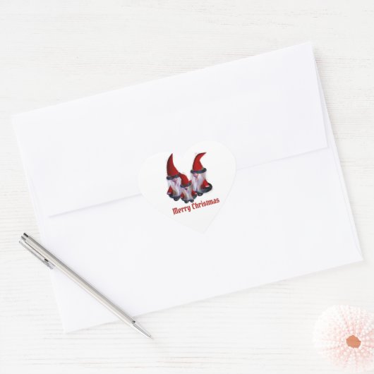 Dwarf familie Kerstmis Hart Sticker (Envelop)
