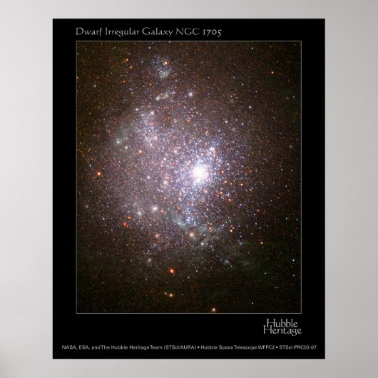 Dwarf Galaxy NGC 1705 Hubble Telescope Poster (Voorkant)