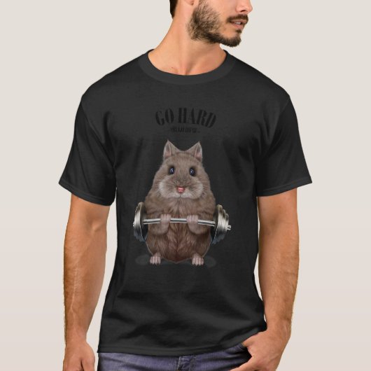 Dwarf Hamster Musea Training Weightlift Fitnes T-shirt (Voorkant)
