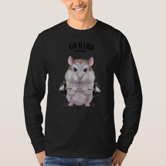 Dwarf Hamster Musea Training Weightlift Fitnes T-shirt (Voorkant)