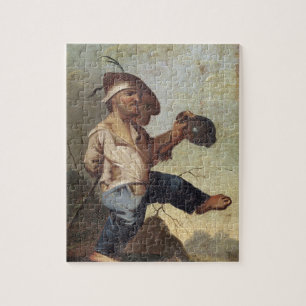 Dwarf Holding a Jug (olie op canvas neergezet op p Legpuzzel