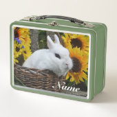 Dwarf Hotot Bunny Rabbit met zonnebloemen (Voorkant)