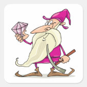 Dwarf met diamant vierkante sticker (Voorkant)