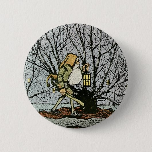Dwarf met een Lantern Ronde Button 5,7 Cm (Voorkant)