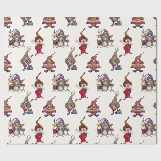 Dwarf Music Band Diva geeft een vakantieconcert Cadeaupapier (Vlak)