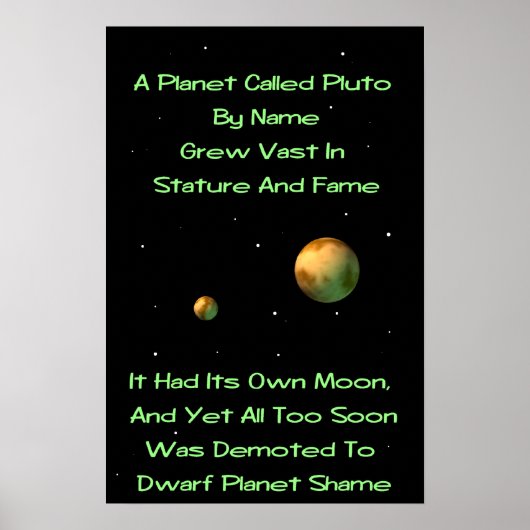 Dwarf Planet Pluto Limerick Poster (Voorkant)