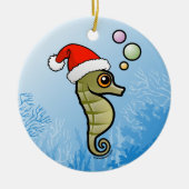 Dwarf Seahorse Santa Keramisch Ornament (Voorkant)