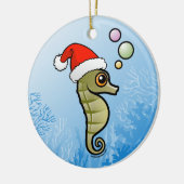 Dwarf Seahorse Santa Keramisch Ornament (Links)