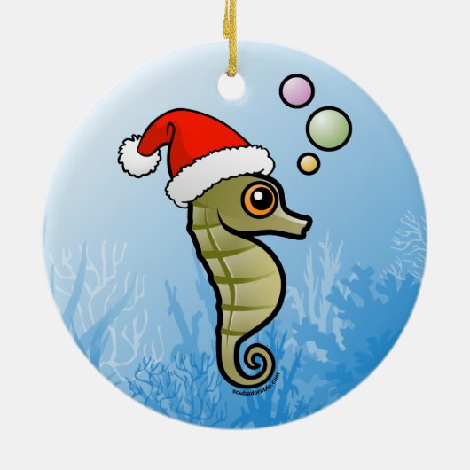 Dwarf Seahorse Santa Keramisch Ornament (Achterkant)