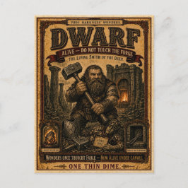 Dwarf, Vintage Circus Monster Briefkaart