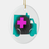 dwars blauwe ziekenwagenverpleegster emt medische keramisch ornament (Rechts)