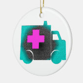 dwars blauwe ziekenwagenverpleegster emt medische keramisch ornament (Links)