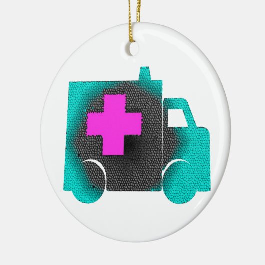 dwars blauwe ziekenwagenverpleegster emt medische keramisch ornament (Links)