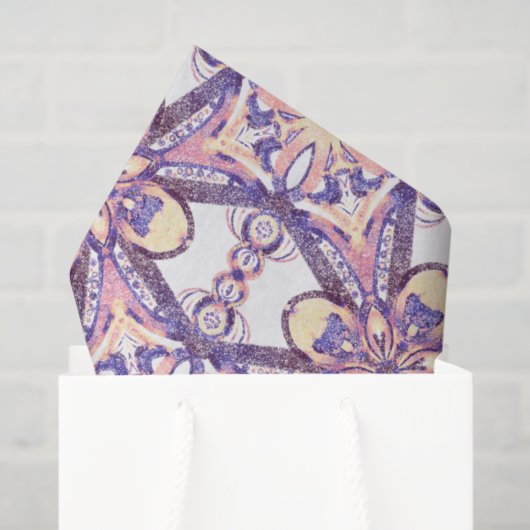 Dwars geometrisch patroon - keramische tegel imita tissuepapier (Cadeauzakje)