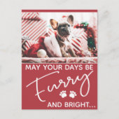 Dwars kerstrood met foto's en witte poten briefkaart (Voorkant)