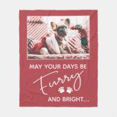 Dwars kerstrood met foto's en witte poten fleece deken (Voorkant)