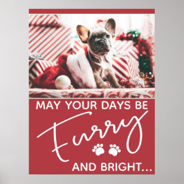 Dwars kerstrood met foto's en witte poten poster