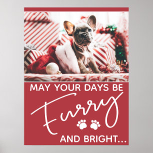 Dwars kerstrood met foto's en witte poten poster