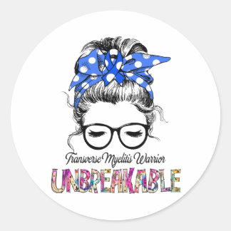 Dwars Myelitis Bewustzijnslint Steun Geschenken Ronde Sticker