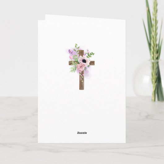 Dwars Pasen Kaarten - Paarse Roos Christelijke Kaa (Achterkant)