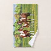 Dwarsboompaarden van de baai in het zomerdeeg bad handdoek (Handdoek)