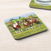 Dwarsboompaarden van de baai in het zomerdeeg bier onderzetter (Linkerzijde)