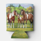 Dwarsboompaarden van de baai in het zomerdeeg blikjeskoeler (Achterkant)