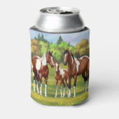 Dwarsboompaarden van de baai in het zomerdeeg blikjeskoeler (Blikje Achterkant)