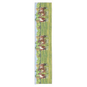 Dwarsboompaarden van de baai in het zomerdeeg korte tafelloper (Voorkant)